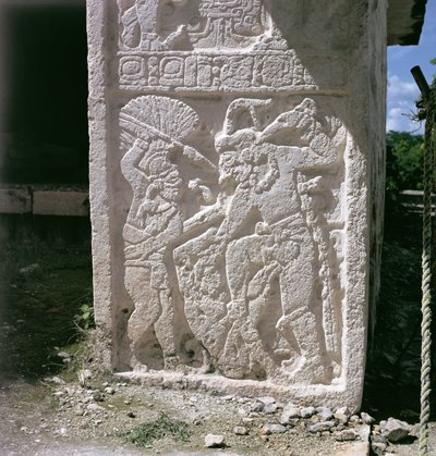 Carved Lintel, from back of the temple of the Masks, Late Classic Period (600-900 AD) by Mayan